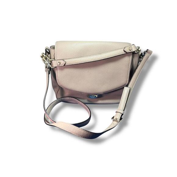 Kate Spade New York Crossbody Bag Nude Taupe Pebbled Leather Flap Purse - Picture 1 of 15
